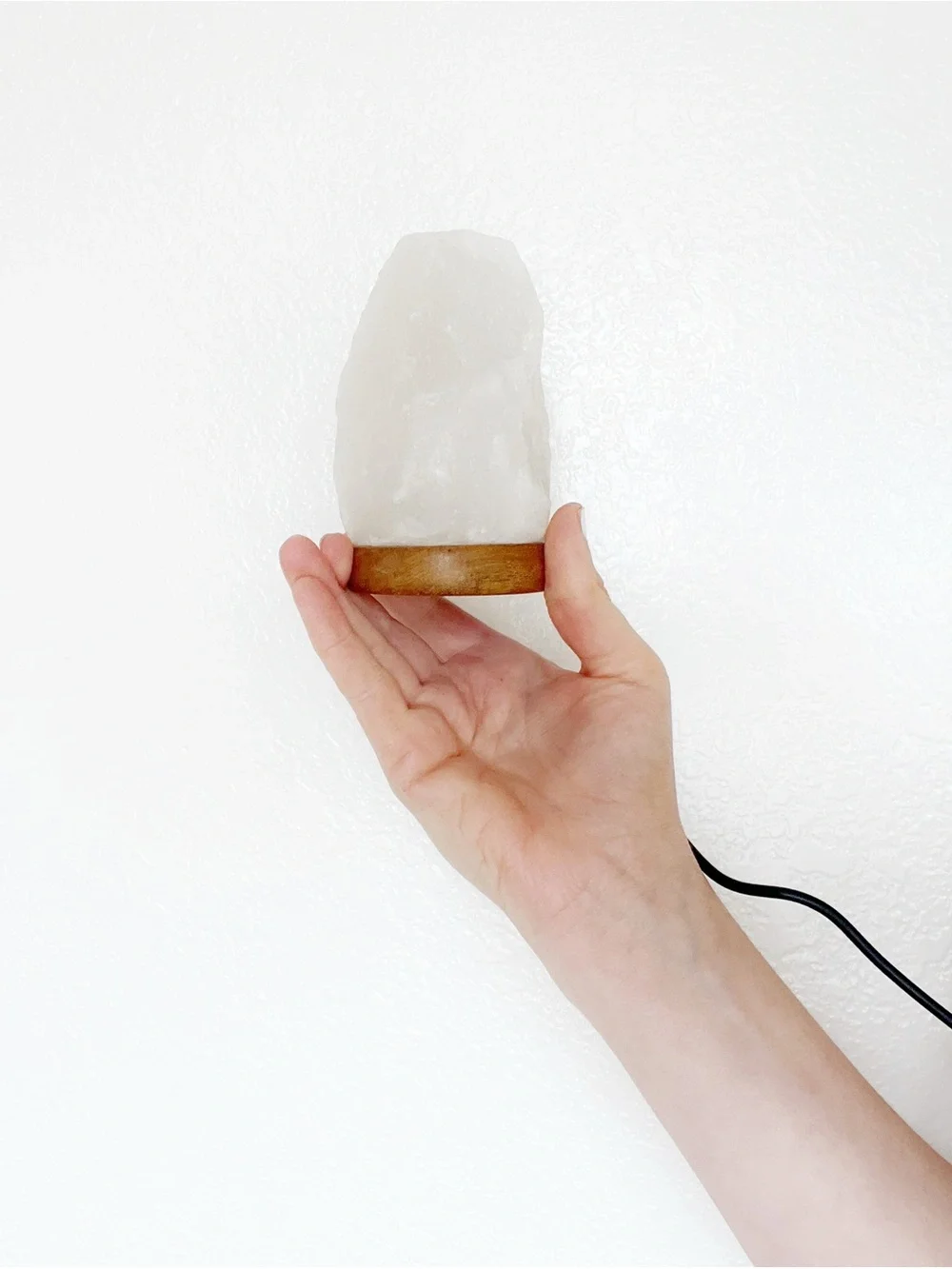 Mini White Himalayan Salt Lamp Light Wooden Base Color Changing Nightlight USB